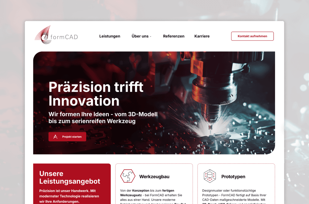 Homepage Redesign: FormCAD.de