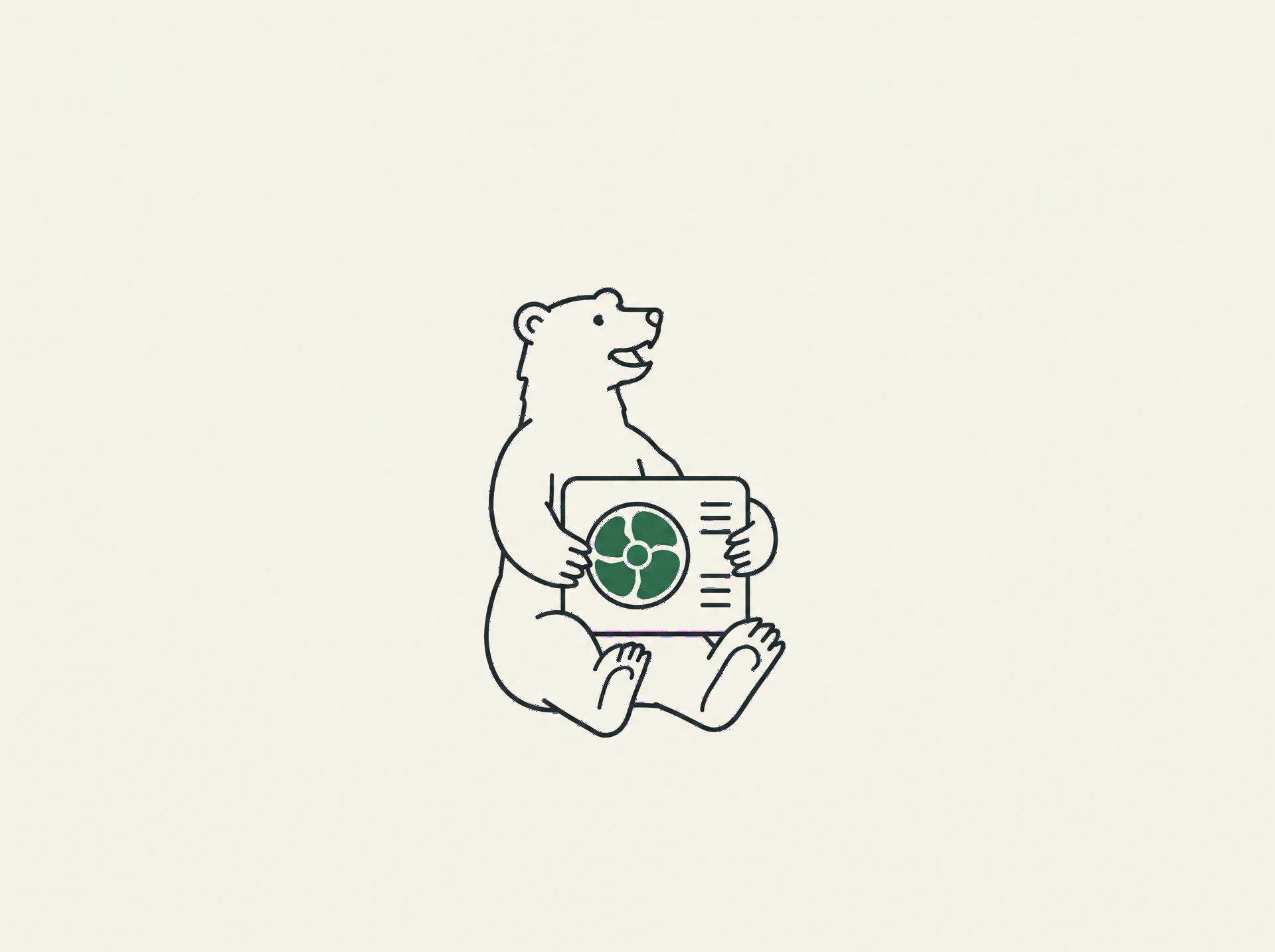 A Berlin bear sitting with a heat pump in its lap